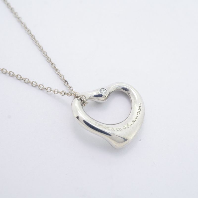 Tiffany & Co Necklace Open Heart 2PD Silver 925 Diamond Ladies