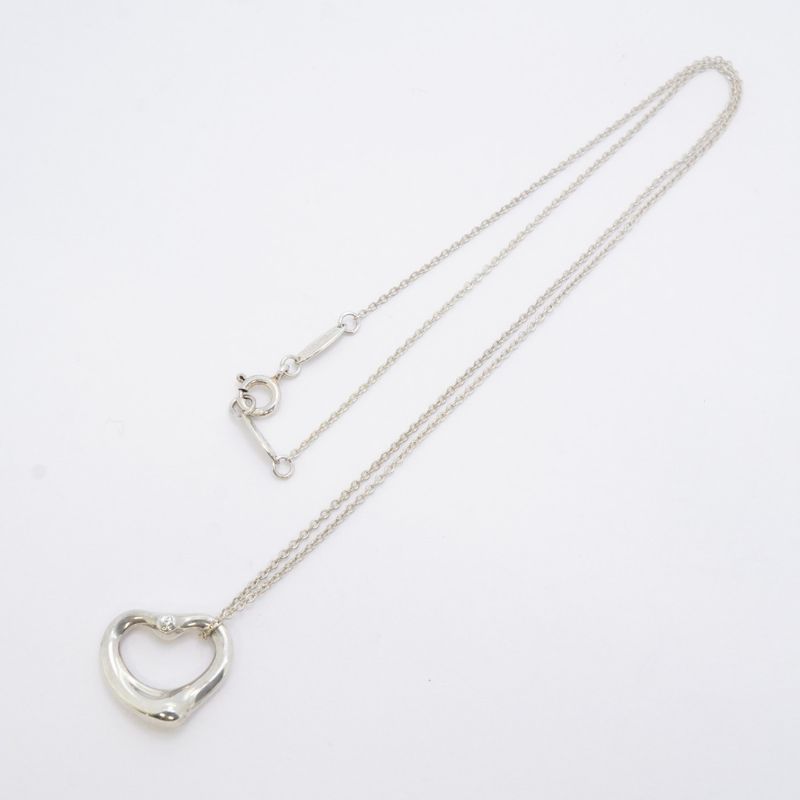 Tiffany & Co Necklace Open Heart 2PD Silver 925 Diamond Ladies