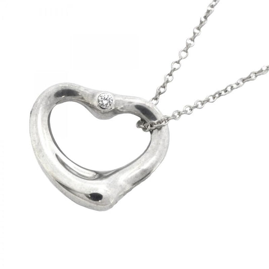 Tiffany & Co Necklace Open Heart 2PD Silver 925 Diamond Ladies