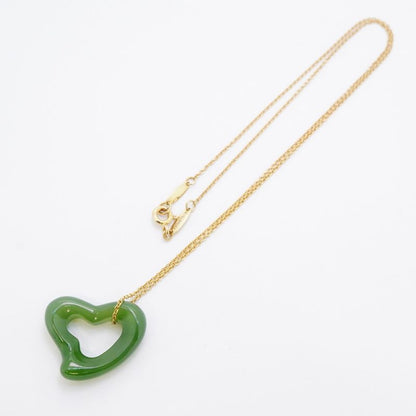 Tiffany & Co Necklace Open Heart 18K Yellow Gold Yellow Gold Nephrite Ladies