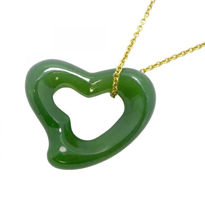 Tiffany & Co Necklace Open Heart 18K Yellow Gold Yellow Gold Nephrite Ladies