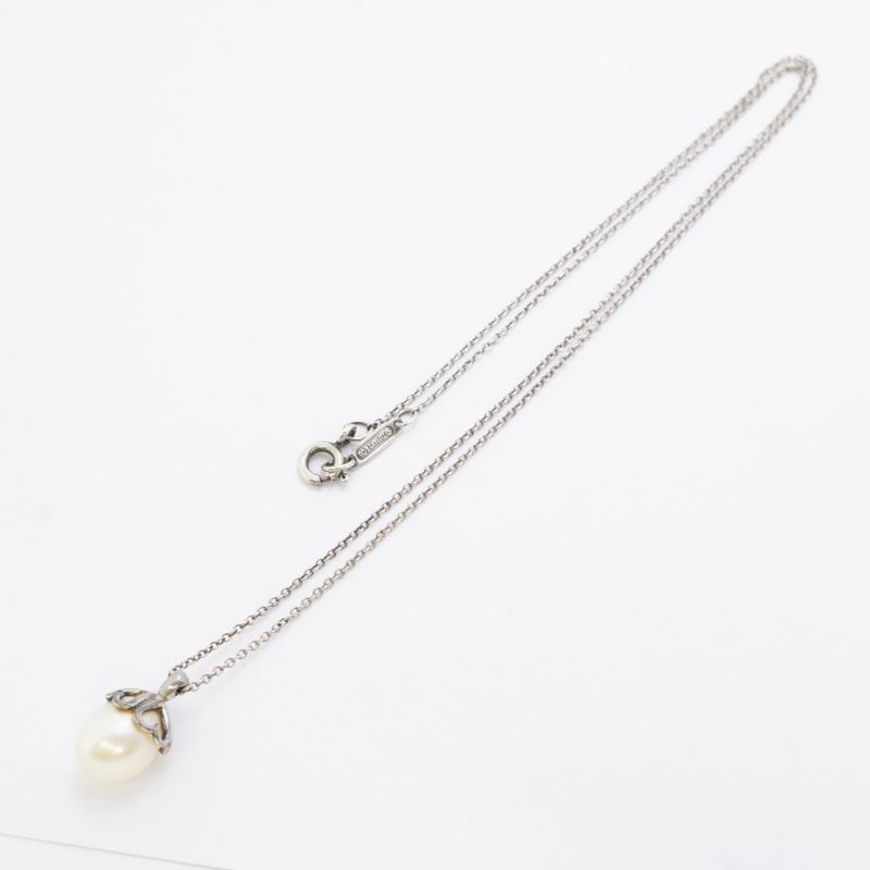 Tiffany & Co Necklace Heart Motif Silver 925 Pearl Ladies