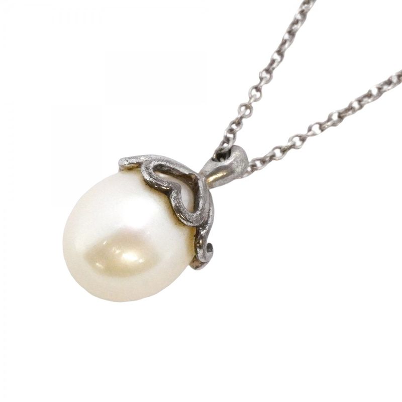 Tiffany & Co Necklace Heart Motif Silver 925 Pearl Ladies
