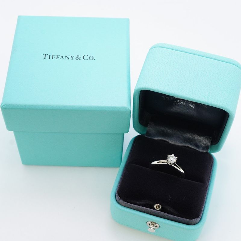 Tiffany & Co Ring Solitaire 1PD Pt950 Platinum Diamond 0.30ct 6 Ladies