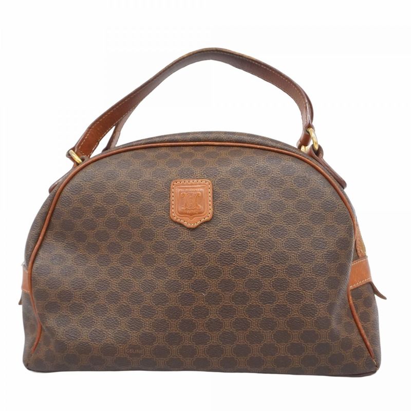 Celine Handbag Macadam PVC Brown Gold Hardware Women