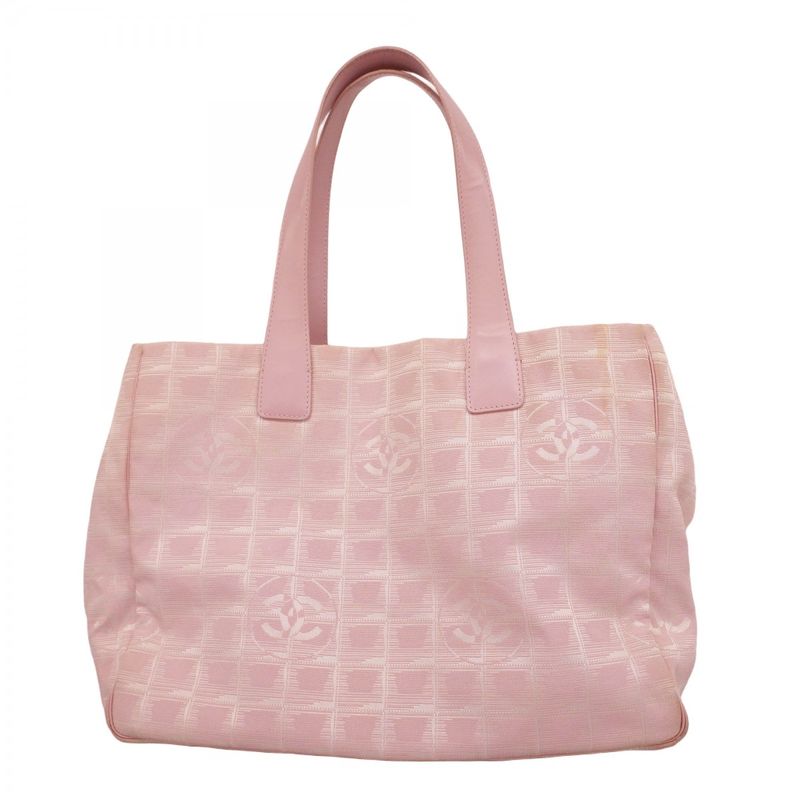 Chanel Tote New Travel Nylon Pink Chien Pan Gold Hardware Women's