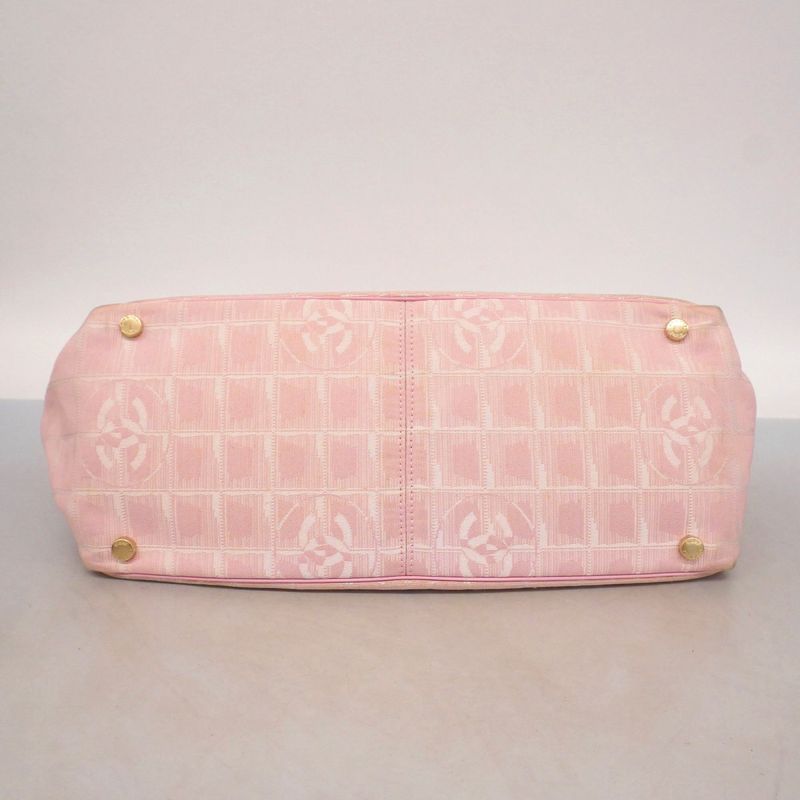 Chanel Tote New Travel Nylon Pink Chien Pan Gold Hardware Women's