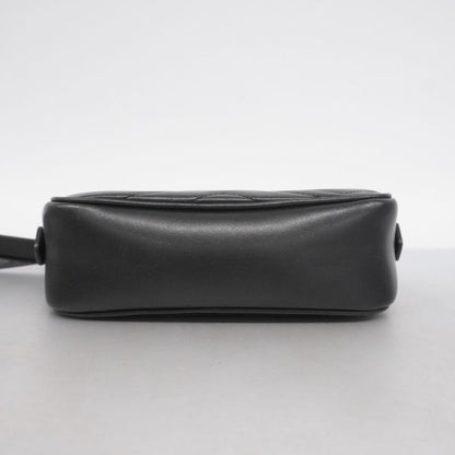 Gucci Shoulder Bag GG Marmont 634936 Leather Black Silver Hardware Women