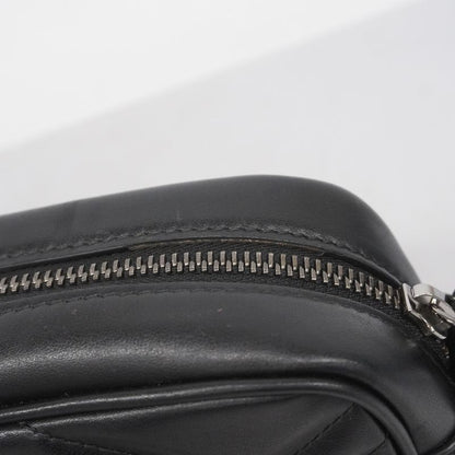 Gucci Shoulder Bag GG Marmont 634936 Leather Black Silver Hardware Women