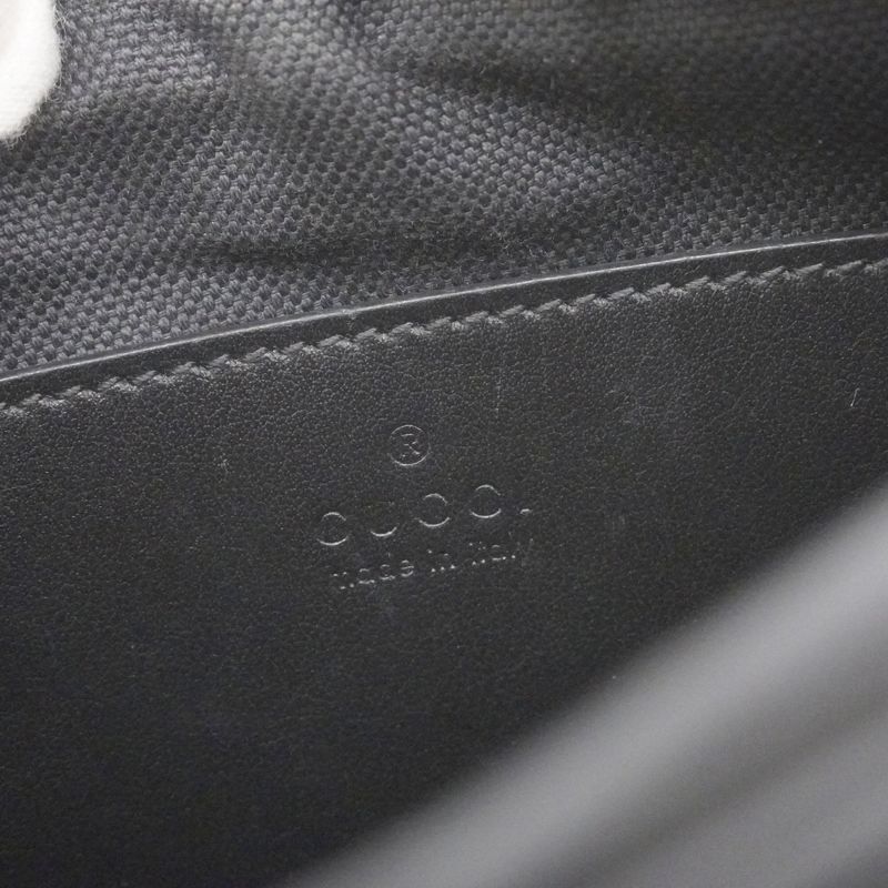 Gucci Shoulder Bag GG Marmont 634936 Leather Black Silver Hardware Women