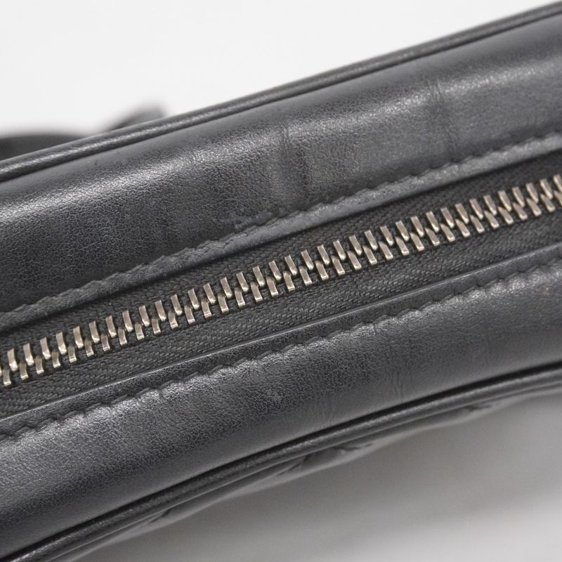 Gucci Shoulder Bag GG Marmont 634936 Leather Black Silver Hardware Women