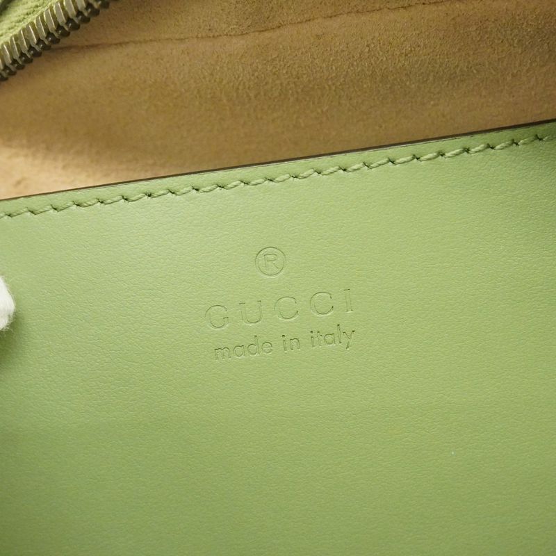 Gucci Shoulder Bag GG Marmont 447632 Leather Green Gold Hardware Women