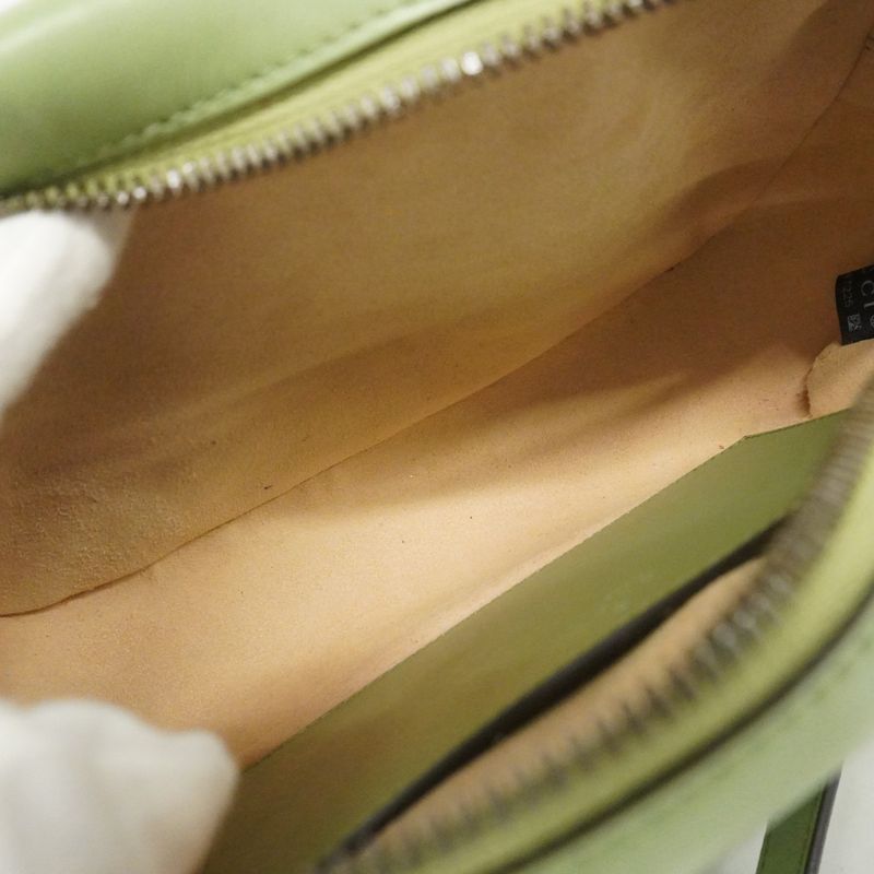 Gucci Shoulder Bag GG Marmont 447632 Leather Green Gold Hardware Women