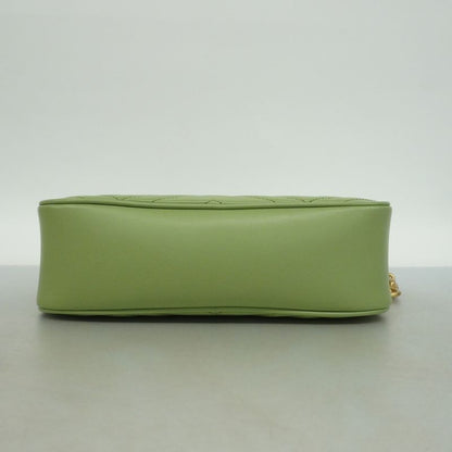 Gucci Shoulder Bag GG Marmont 447632 Leather Green Gold Hardware Women
