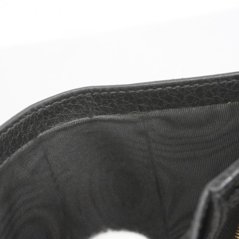 Gucci Wallet GG Marmont 456126 Leather Black Gold Hardware Women