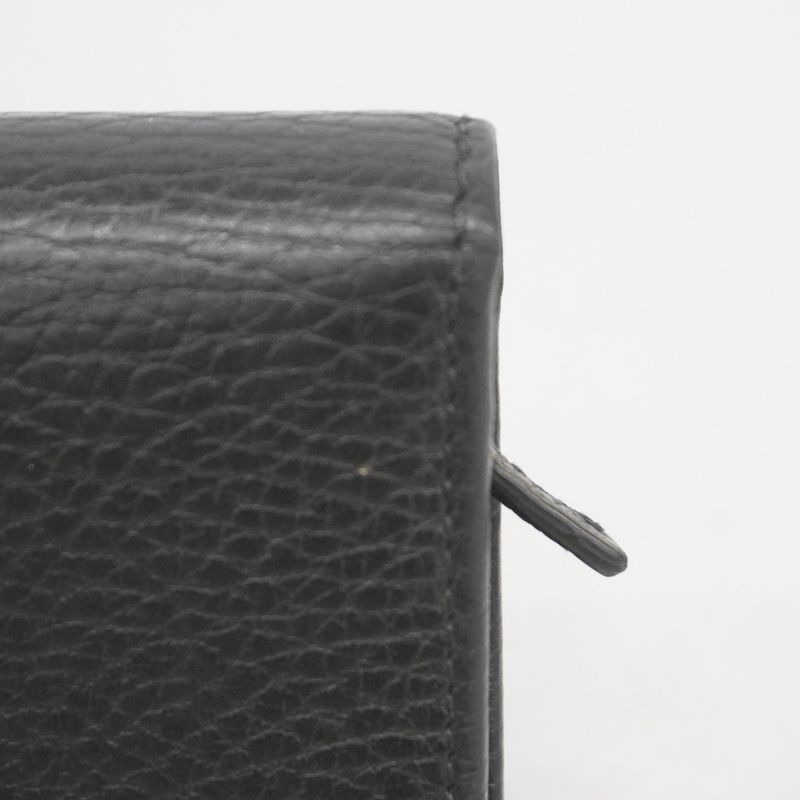 Gucci Wallet GG Marmont 456126 Leather Black Gold Hardware Women