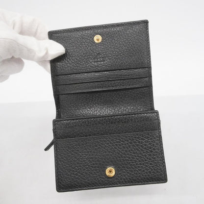 Gucci Wallet GG Marmont 456126 Leather Black Gold Hardware Women