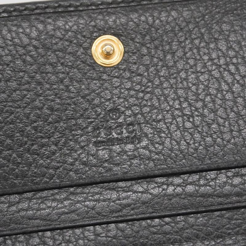 Gucci Wallet GG Marmont 456126 Leather Black Gold Hardware Women