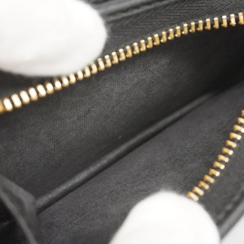 Gucci Wallet GG Marmont 456126 Leather Black Gold Hardware Women