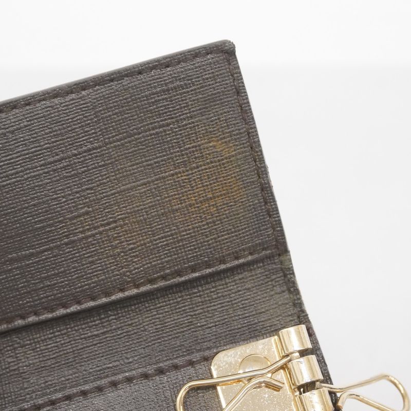 Gucci Key Case GG Supreme 212111 PVC Brown Chien Pan Gold Hardware Men Women