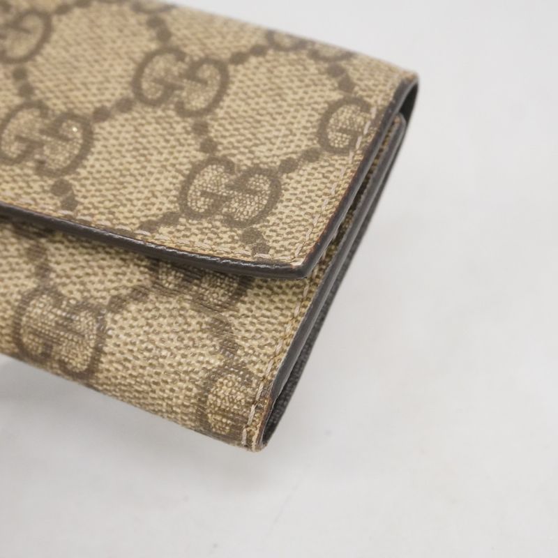 Gucci Key Case GG Supreme 212111 PVC Brown Chien Pan Gold Hardware Men Women