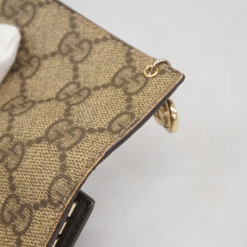 Gucci Key Case GG Supreme 212111 PVC Brown Chien Pan Gold Hardware Men Women