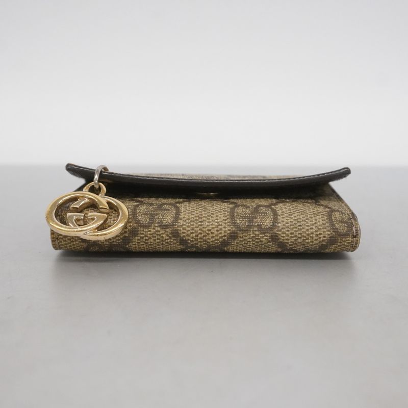 Gucci Key Case GG Supreme 212111 PVC Brown Chien Pan Gold Hardware Men Women