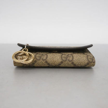 Gucci Key Case GG Supreme 212111 PVC Brown Chien Pan Gold Hardware Men Women