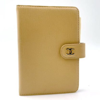 Chanel Leather Serial No 7 Leather Beige Notebook Cabas - Gold