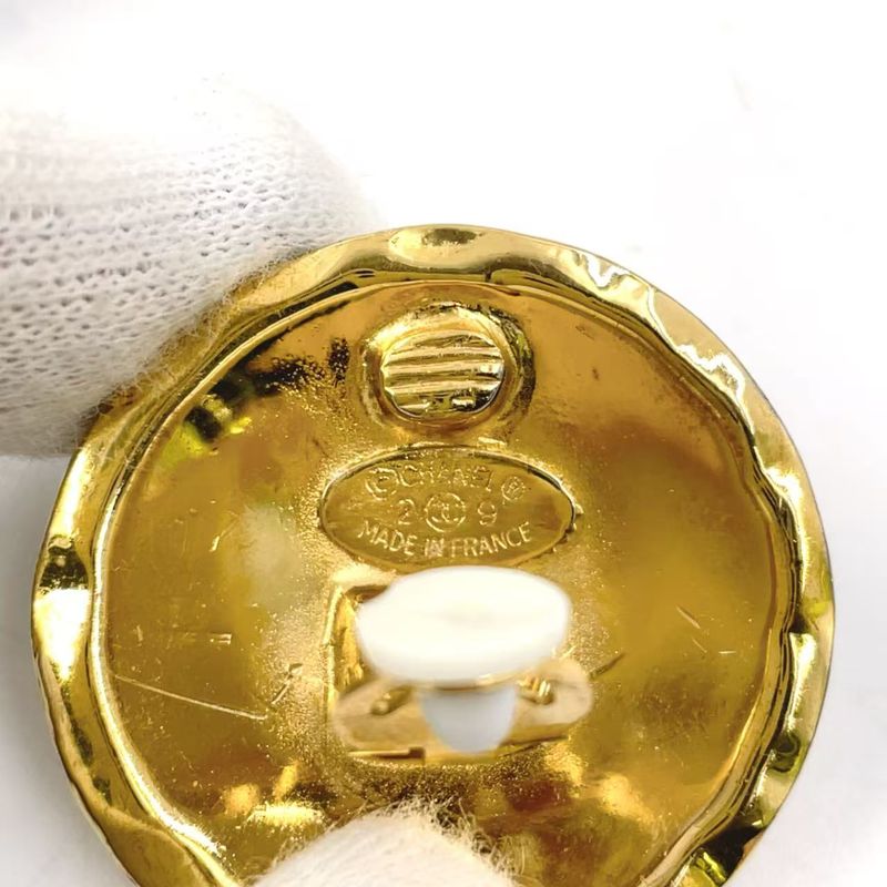 Chanel Coco Mark Matelasse GP Gold Earrings