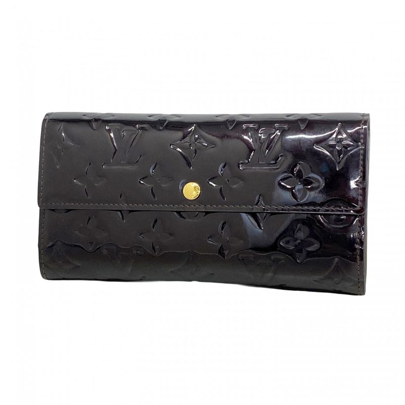 Louis Vuitton Vernis Portefeuille Sarah M93524 Amarante Women's Long Wallet