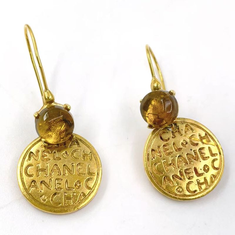 Chanel Round Wing GP Gold Earrings