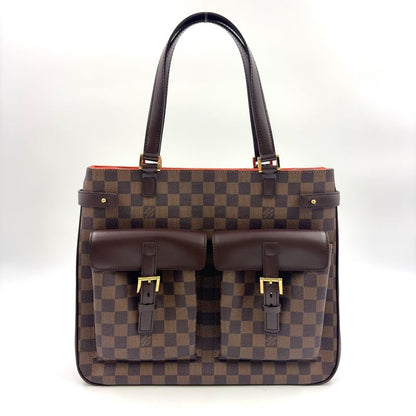 Louis Vuitton Uzès Damier Ebene Damier Ebene Leather × PVC Brown Tote Bag Gold