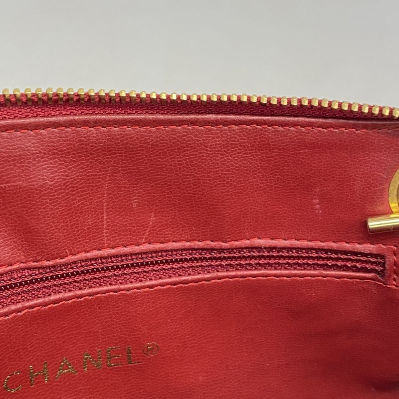 Chanel Handbag Matelasse Lambskin Red Gold Hardware Women