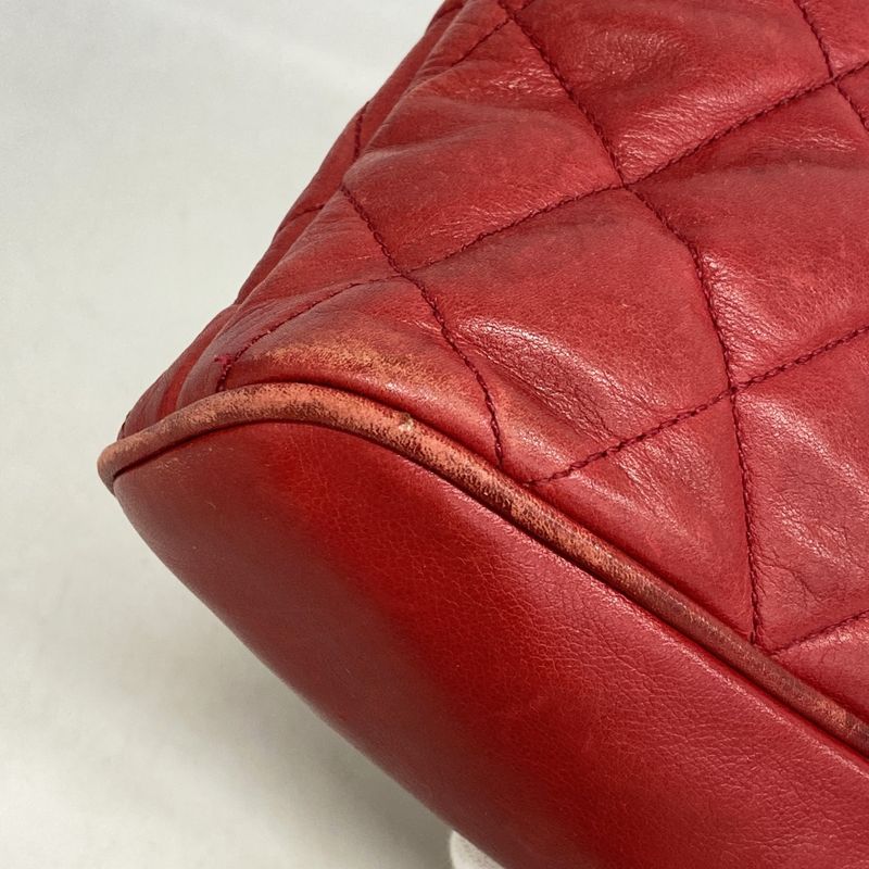 Chanel Handbag Matelasse Lambskin Red Gold Hardware Women