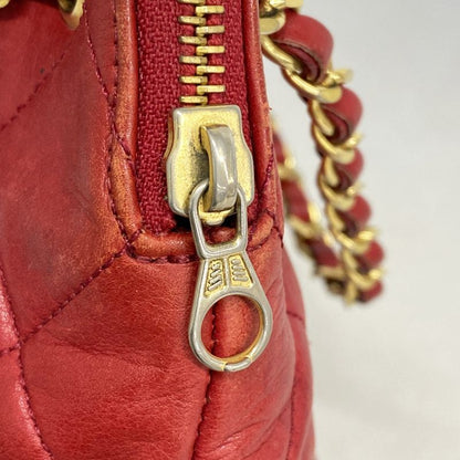 Chanel Handbag Matelasse Lambskin Red Gold Hardware Women