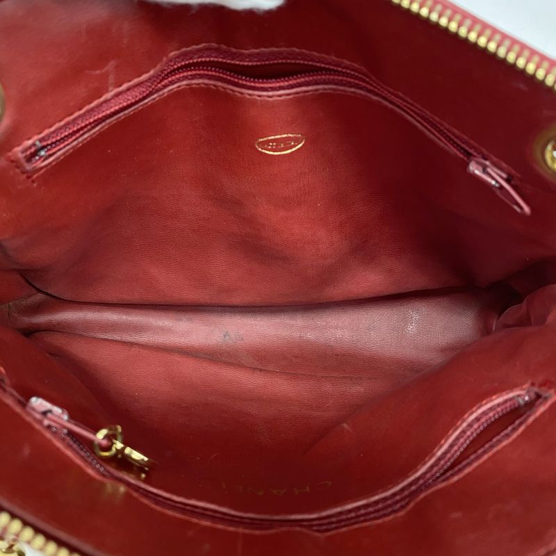 Chanel Handbag Matelasse Lambskin Red Gold Hardware Women