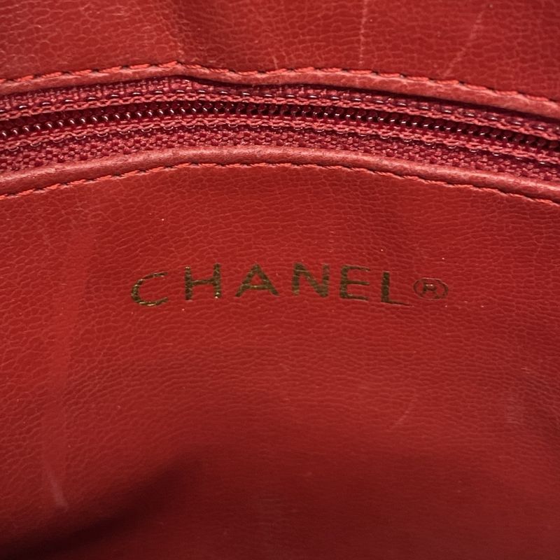 Chanel Handbag Matelasse Lambskin Red Gold Hardware Women