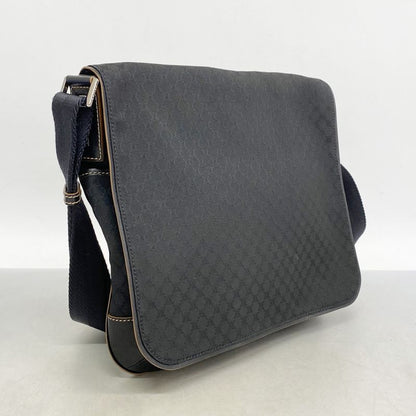 Celine Shoulder Bag Macadam Canvas Black Silver Hardware Women