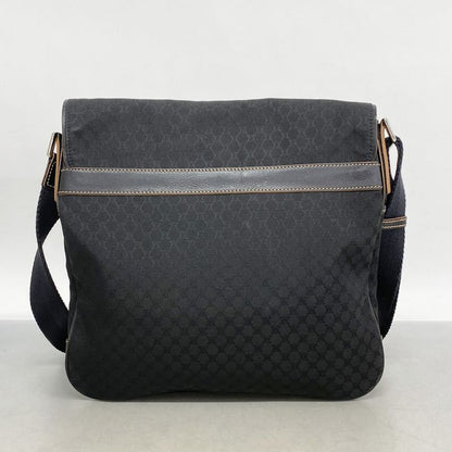 Celine Shoulder Bag Macadam Canvas Black Silver Hardware Women