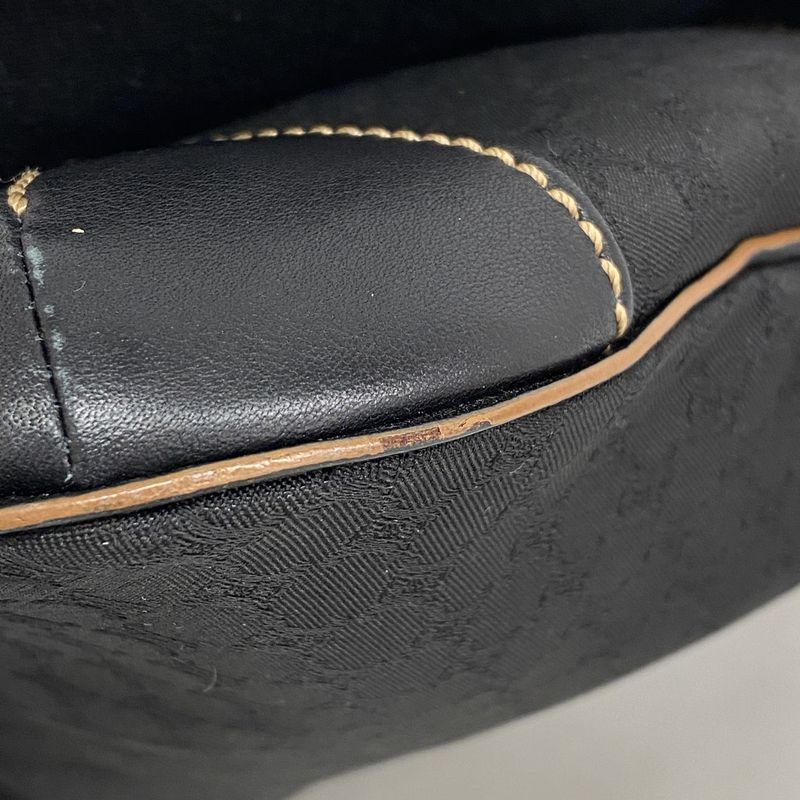 Celine Shoulder Bag Macadam Canvas Black Silver Hardware Women