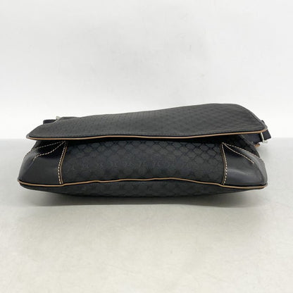 Celine Shoulder Bag Macadam Canvas Black Silver Hardware Women