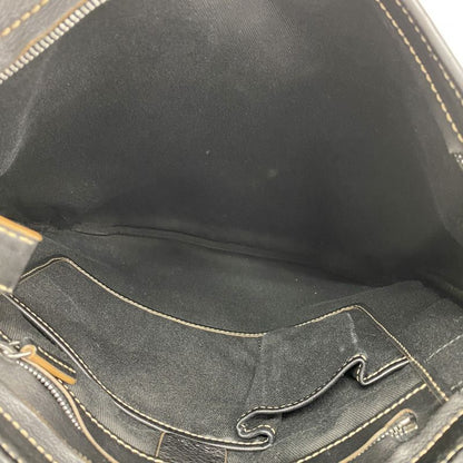 Celine Shoulder Bag Macadam Canvas Black Silver Hardware Women