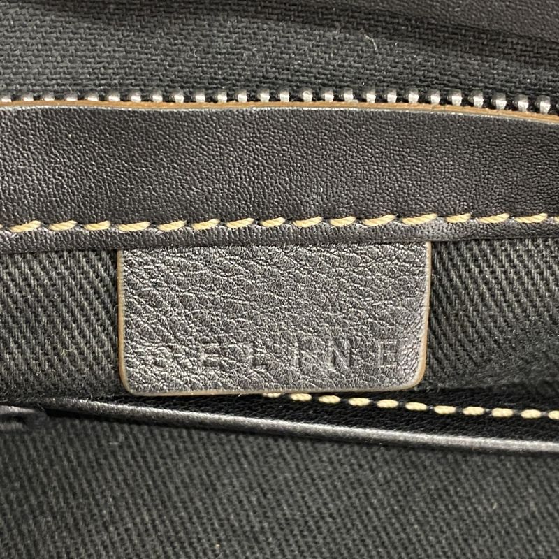 Celine Shoulder Bag Macadam Canvas Black Silver Hardware Women