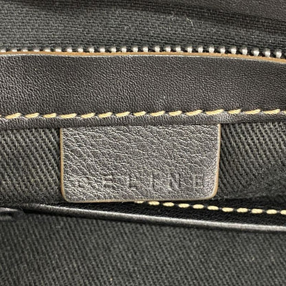 Celine Shoulder Bag Macadam Canvas Black Silver Hardware Women