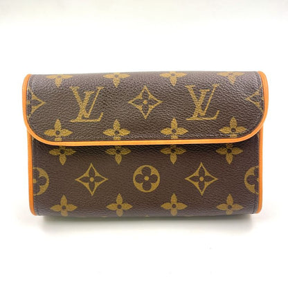 Louis Vuitton Pochette Twin PM Monogram Leather × PVC Brown Shoulder Bag Gold