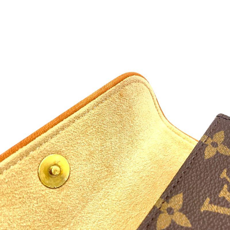 Louis Vuitton Pochette Twin PM Monogram Leather × PVC Brown Shoulder Bag Gold