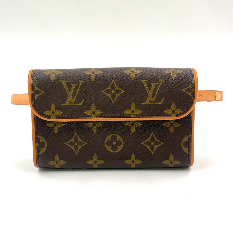 Louis Vuitton Pochette Twin PM Monogram Leather × PVC Brown Shoulder Bag Gold