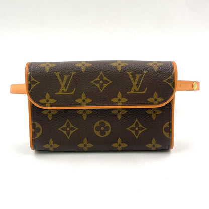 Louis Vuitton Pochette Twin PM Monogram Leather × PVC Brown Shoulder Bag Gold