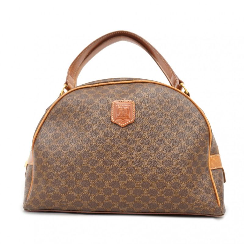 Celine Handbag Macadam PVC Brown Gold Hardware Women